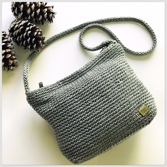 The Sak Handbags - The Sak Glitter Small Silver Gray Crochet  Handbag